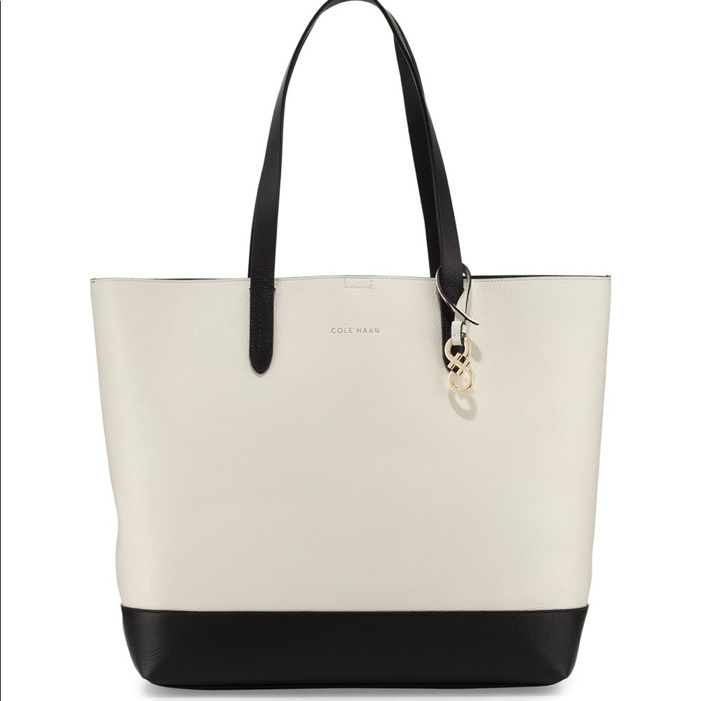 Cole Haan shopper tote white black lightly used